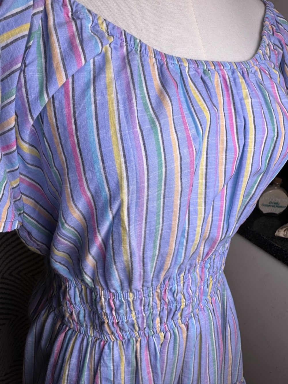 GAP Flutter Sleeve Mini Dress Pastel Stripe Spring Staple Dress